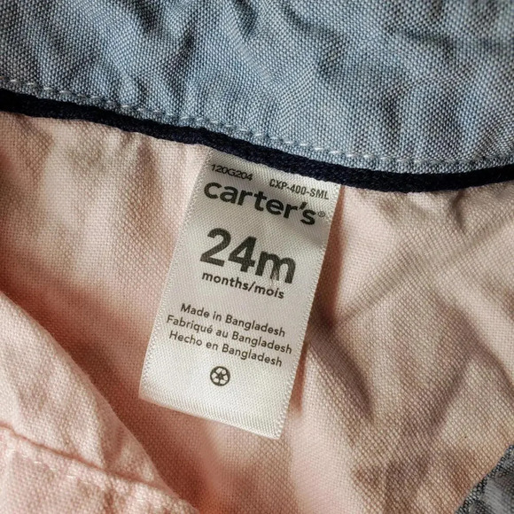 Carter's Pink Size 24m Baby Toddler Boy Button Down Bodysuit 100% Cotton EUC - Picture 2 of 10